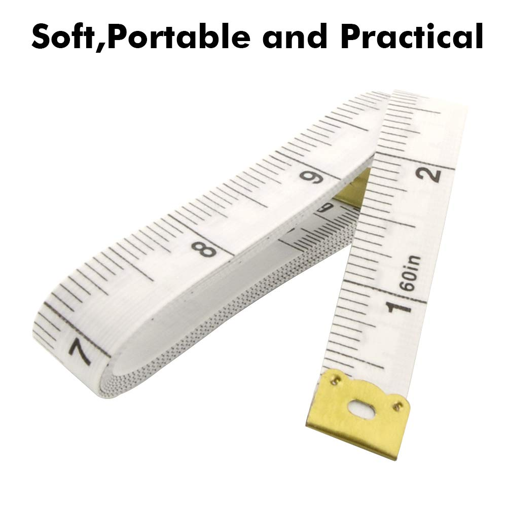 2PCS Measuring Tape for Body, 60 Inch/1.5M Black Retractable Dual Sided Measure Tape Set