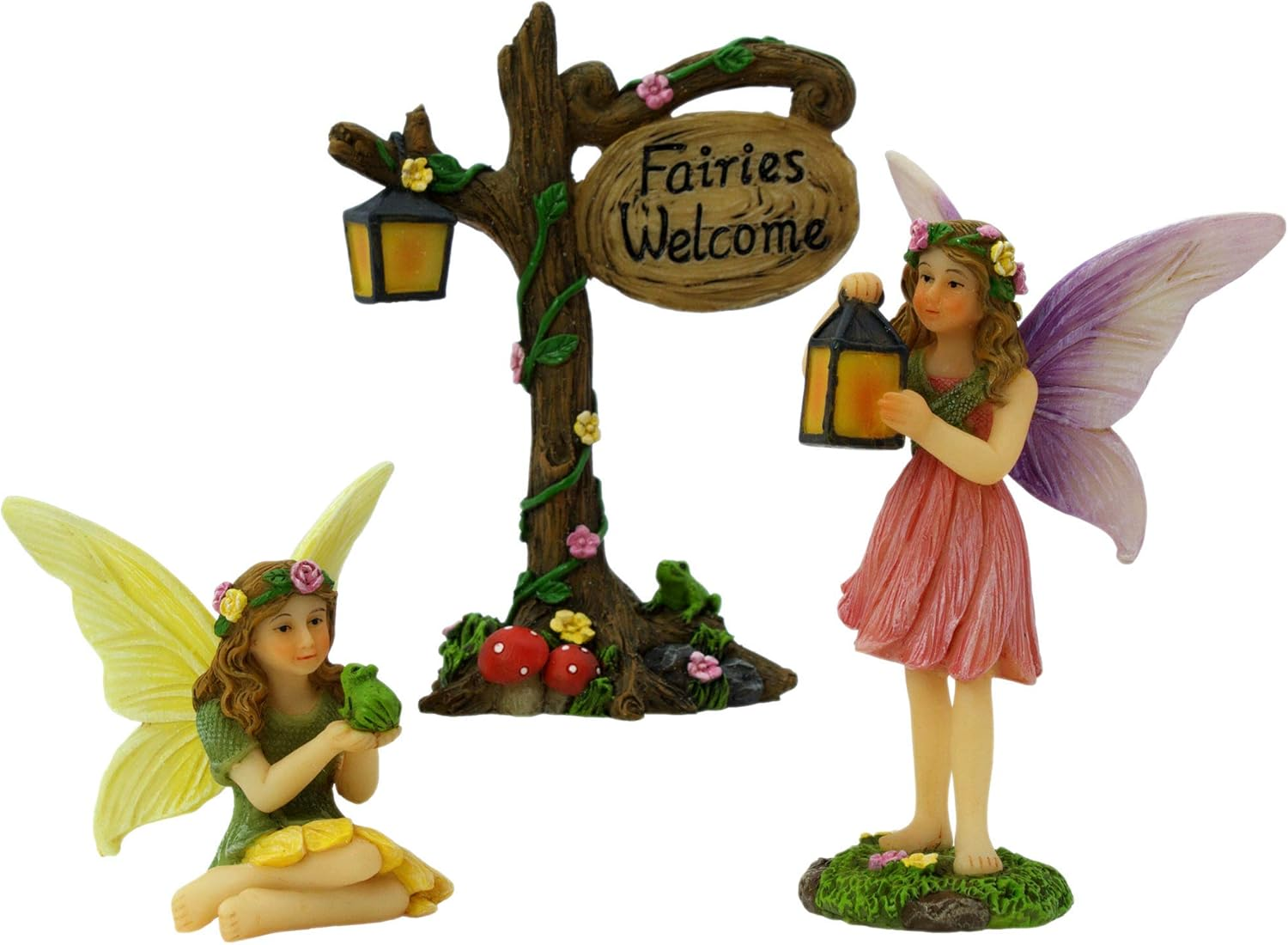 PRETMANNS Fairies for Fairy Garden &ndash; Fairy Garden Accessories &ndash; Fairy Garden Fairies &ndash; Cute Fairy Garden Figurines and a Fairy Sign - Miniature Fairy Garden Accessories - 3 Piece Fairy Set image number 1