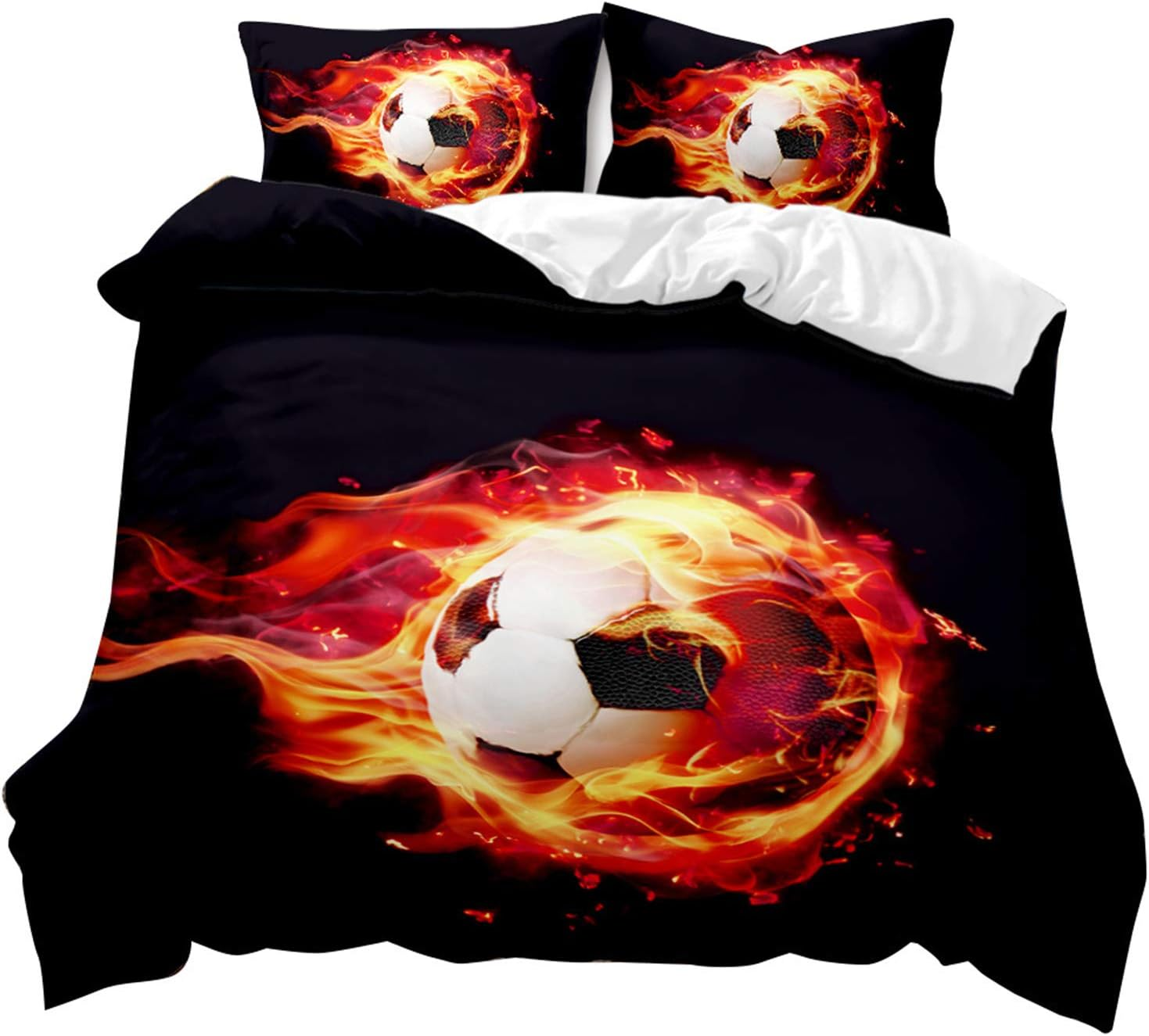 Eveone Football Duvet Cover Quilt Cover Single/Double/Queen/King Size Bed Sheets Pillowcase Set Sports World Cup Soccer Cuju Ball Games Microfiber Quilt Cover Bedding 2/3/4PCS (Queen-210*210Cm-4Pcs,9)