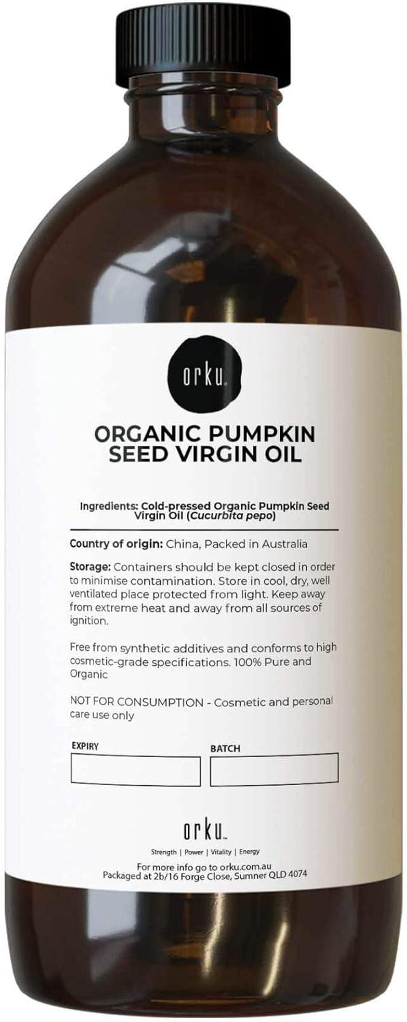 Orku 1L Organic Pumpkin Seed Oil &ndash; Virgin Cold Pressed Unrefined Cosmetic Gr. image number 1