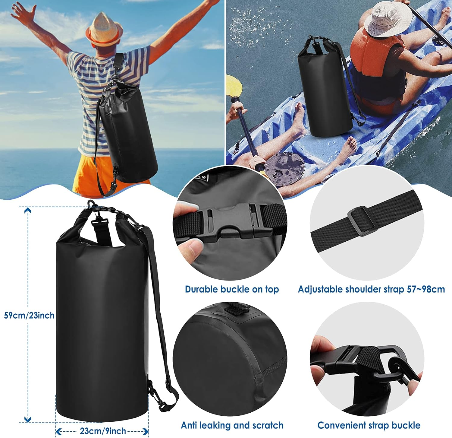 Simpeak 3PCS Universal Waterproof Phone Pouch Case/Waterproof Pouch Bag with Waist Strap 8.6 X6 Inch / 20L Waterproof Dry Bag for Water Sports Activities