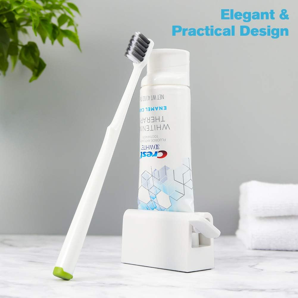 BEZOX Set of 2 Minimalist Toothpaste Tube Roller Squeezers, ABS Plastic, Eco-Friendly Manual Toothpaste Squeeze Dispenser - White image number 2