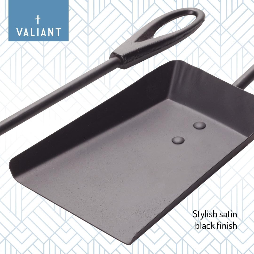 Valiant Fireplace Companion Tools with Brush and Shovel, 38 Cm, Cast Iron Handles, Durable Cleaning Tools for Fireplace, Stove, Grill and Fire Pit