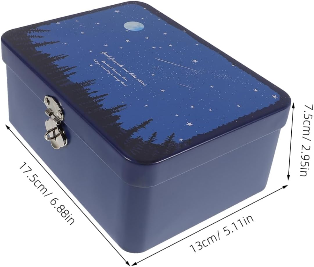 Mobestech Lockable Storage Box Tin Case Lock Jewelry Piggy Bank for Adults Storage Box Home Decorative Accessories Candy Tins Retro Tinplate image number 5