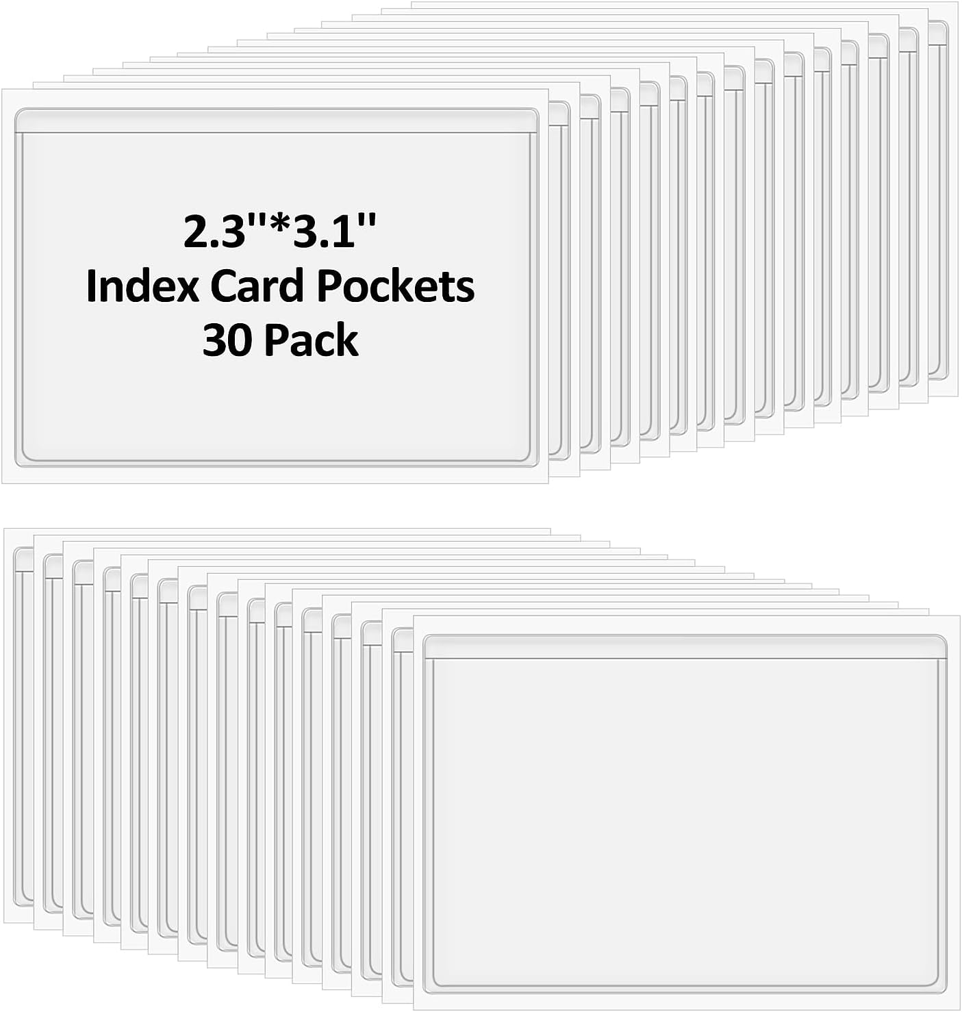 Prasacco 30 Pcs Self-Adhesive Index Card Holders Business Card Pockets Clear Plastic Labels Holders for Organizing Storage Bins Library Card Shelves (3.14 X 2.28 Inches) image number 5