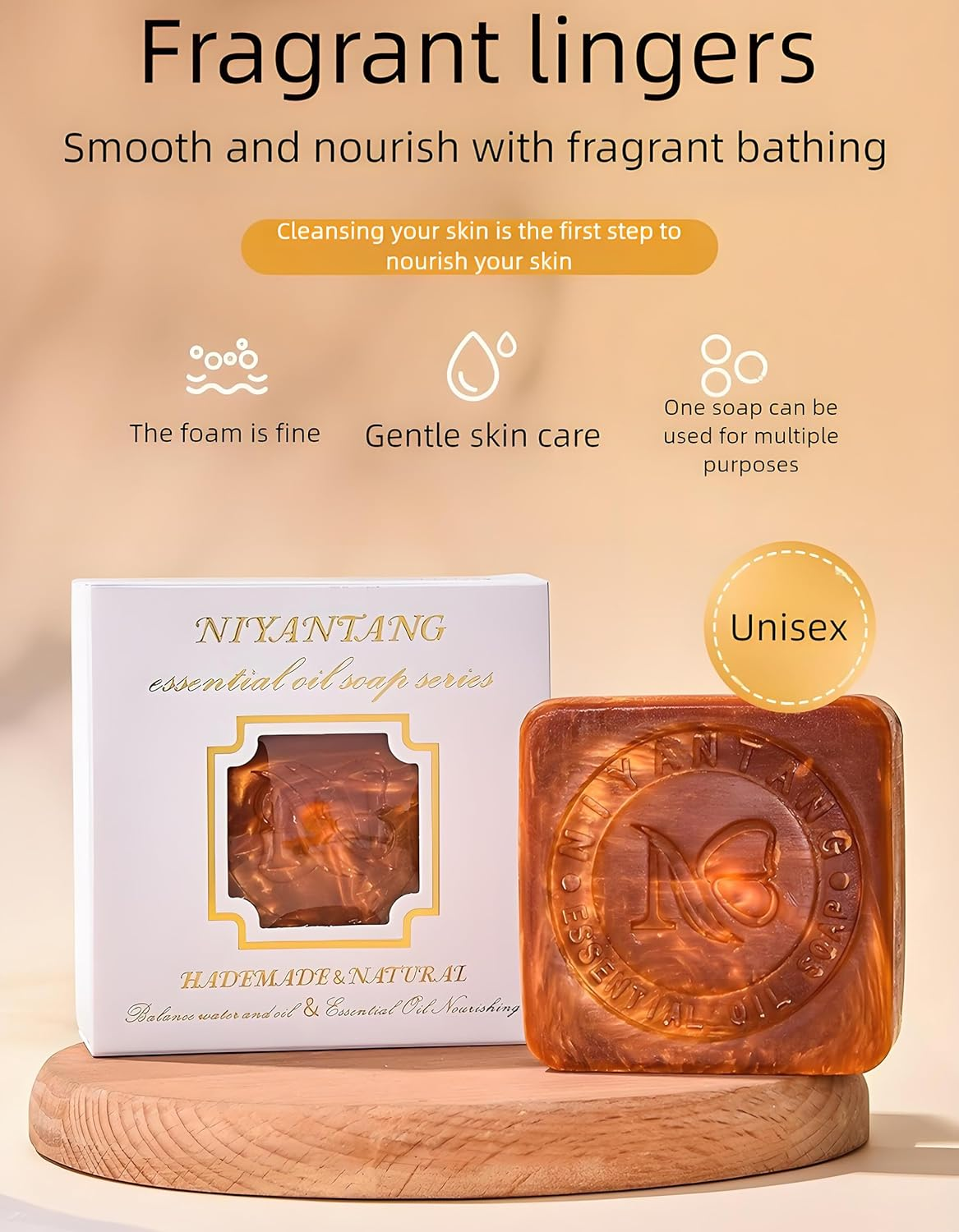 [2PCS Set] Nano Gold Handmade Soap | Sulfur Spring Extract & Glycerin | Fades Pigmentation, Antibacterial, Moisturizing | for Face & Body, Men & Women