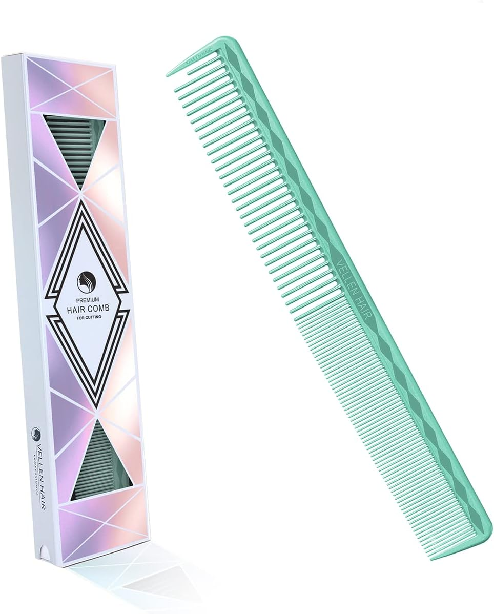 Vellen Hair Ultimate Cutting Comb 7 Inch for Men Women, Unbreakable PEI Material 430&deg;F Heat Resistant Barber Styling Combs for Hairdressers, Little Combs Fine Teeth and Extra Wide Tooth Combs (Single) (Mint) - Green image number 4