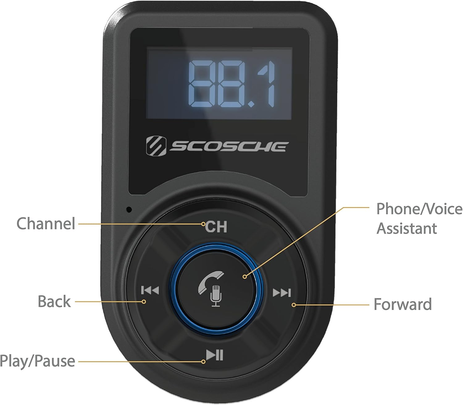 Scosche BTFM3 BTFREQ Universal Bluetooth Hands-Free Car Kit with Digital FM Transmitter and 10-Watt USB Car Charger - Black XL image number 2