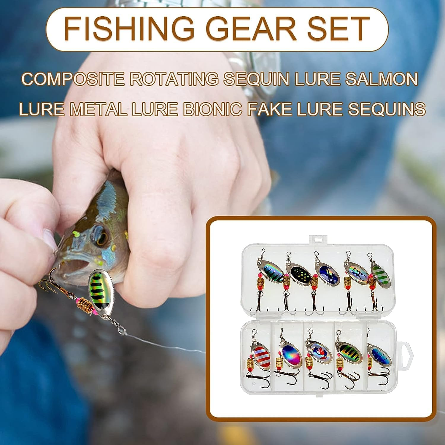 AIMALL 10/16PCS Fishing Lure Spinners Bait Spoon Set with Portable Tackle Box &ndash; Assorted Trout and Bass Fishing Tackle Kit for Freshwater and Saltwater image number 6