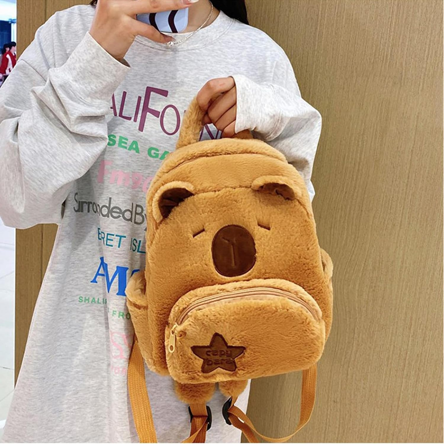 Shurzzesj Capybara Backpack Bag | Cute Plush Casual Bag Capybara Animal Backpack,Cartoon Shoulder Bag School Bag with for Kids image number 1