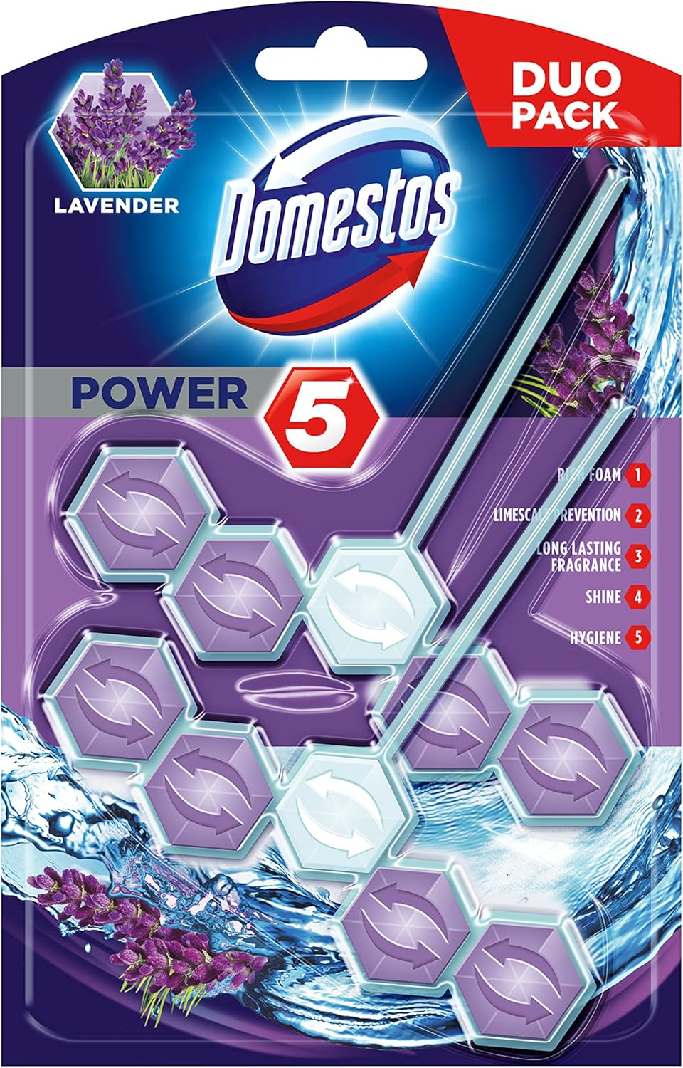 Domestos Power 5 Lavender Toilet Cage 55 G (Pack of 4) image number 4