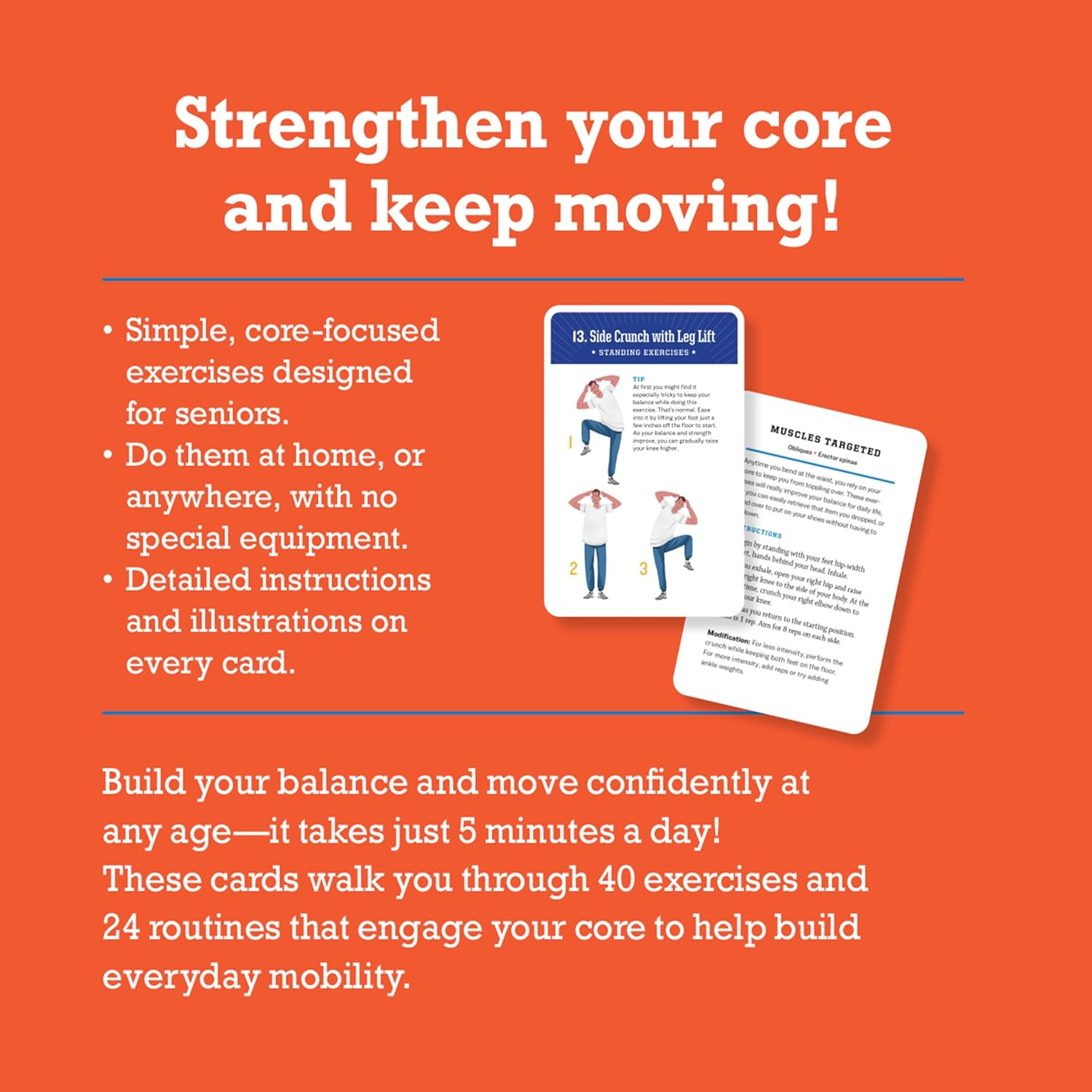 5-Minute Core Exercise Cards for Seniors image number 4