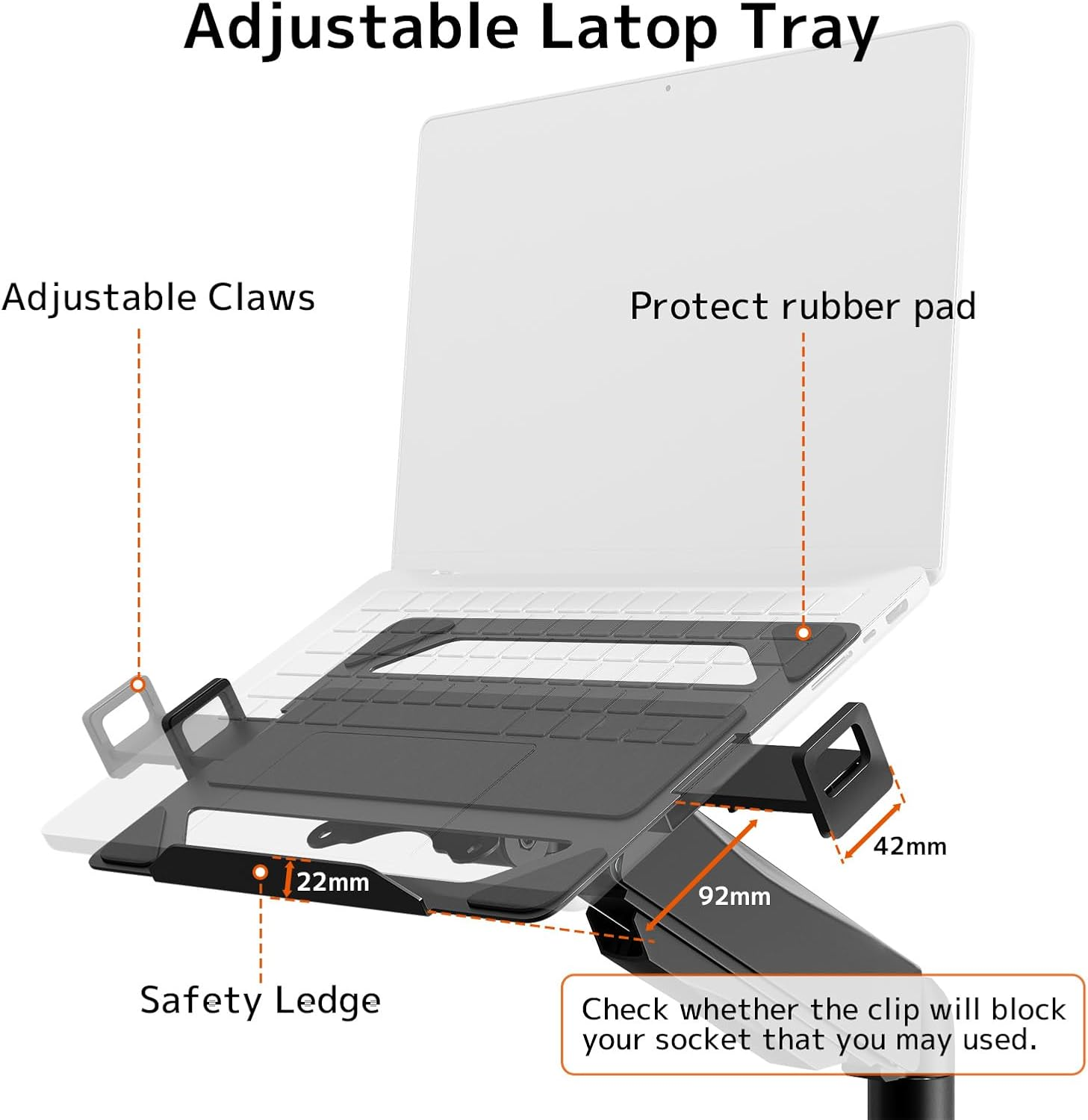 PUTORSEN 2 in 1 Laptop Stand Desk Holder, for 11.6-17.3 Inch Notebook & 17-32 Inch Monitor, Laptop Arm Mount Holds up to 9 Kg, VESA 75/100 Mm, Table Clamp and Eyelet Mounting image number 1