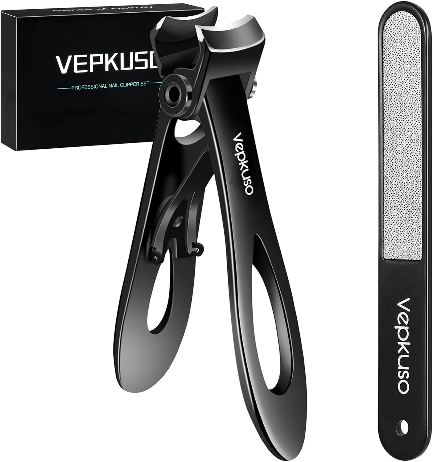 Nail Clippers for Thick Nails -Stainless Steel Heavy Duty, Wide Mouth Professional Fingernail and Toenail Clippers Set for Men, Women & Seniors,Black image number 2