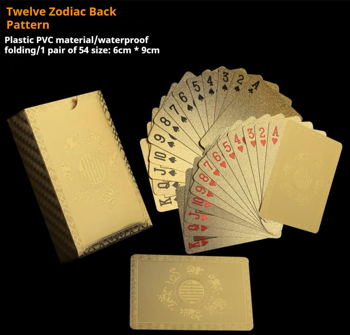 Plastic Waterproof Poker Adult Large Printing, Professional Playing Cards in Bulk, Sets for Outdoor, Travelling, Seaside, Pool and Other Waterfront. (Plastic, Coloured Gold Dollars Poker) image number 1