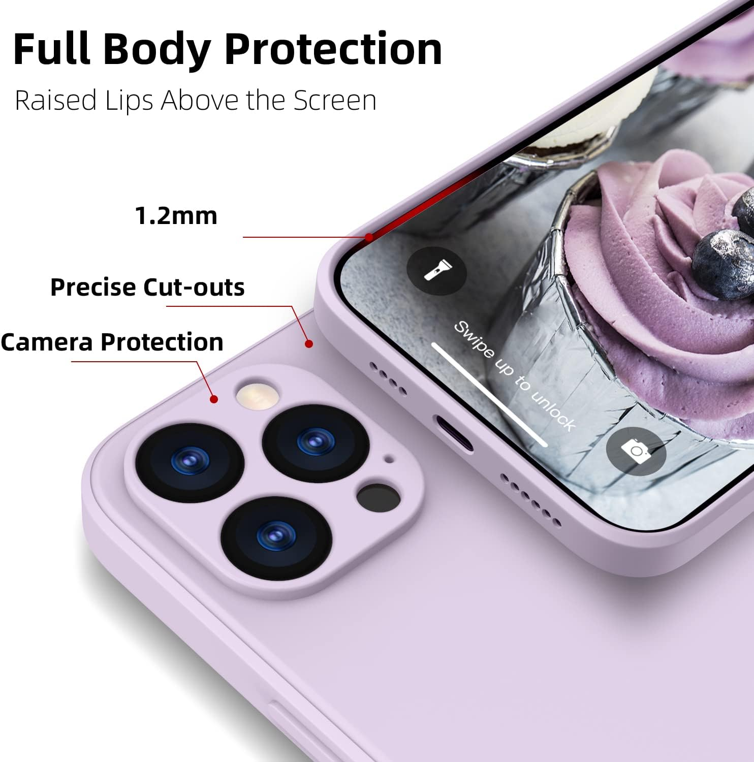 Iphone 12 Pro Max Case, Silicone Case, Iphone 12 Pro Max, Ultra Thin Slim with Microfibre, Scratch-Resistant All-Round Protective Case for Iphone 12 Pro Max, 6.7 Inches, Purple - Dark Black image number 3