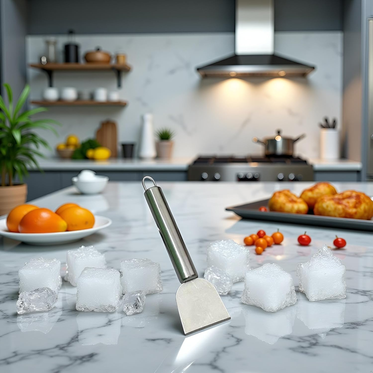 Wyjuan Freezer Scraper, Ice Scraper for Freezer, Steel Shovel, Heavy Duty Kitchen Scraper, Stubborn Dirt Spatula for Range Hood Grease Grime, Oil Fume Removal, Multipurpose Cleaning，Cooking Utensils image number 3