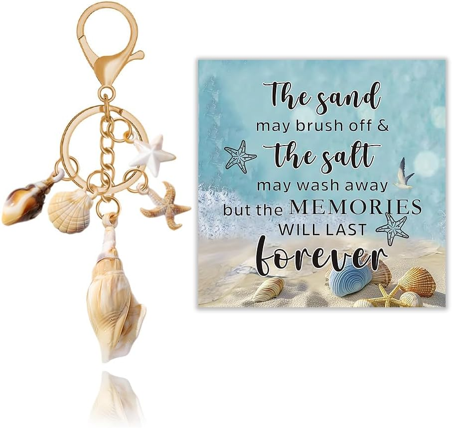 YALLNASL Seashell Bag Charms for Tote Bags Beach Accessories for Purse Backpack Men Women Inspirational Beach Keychains