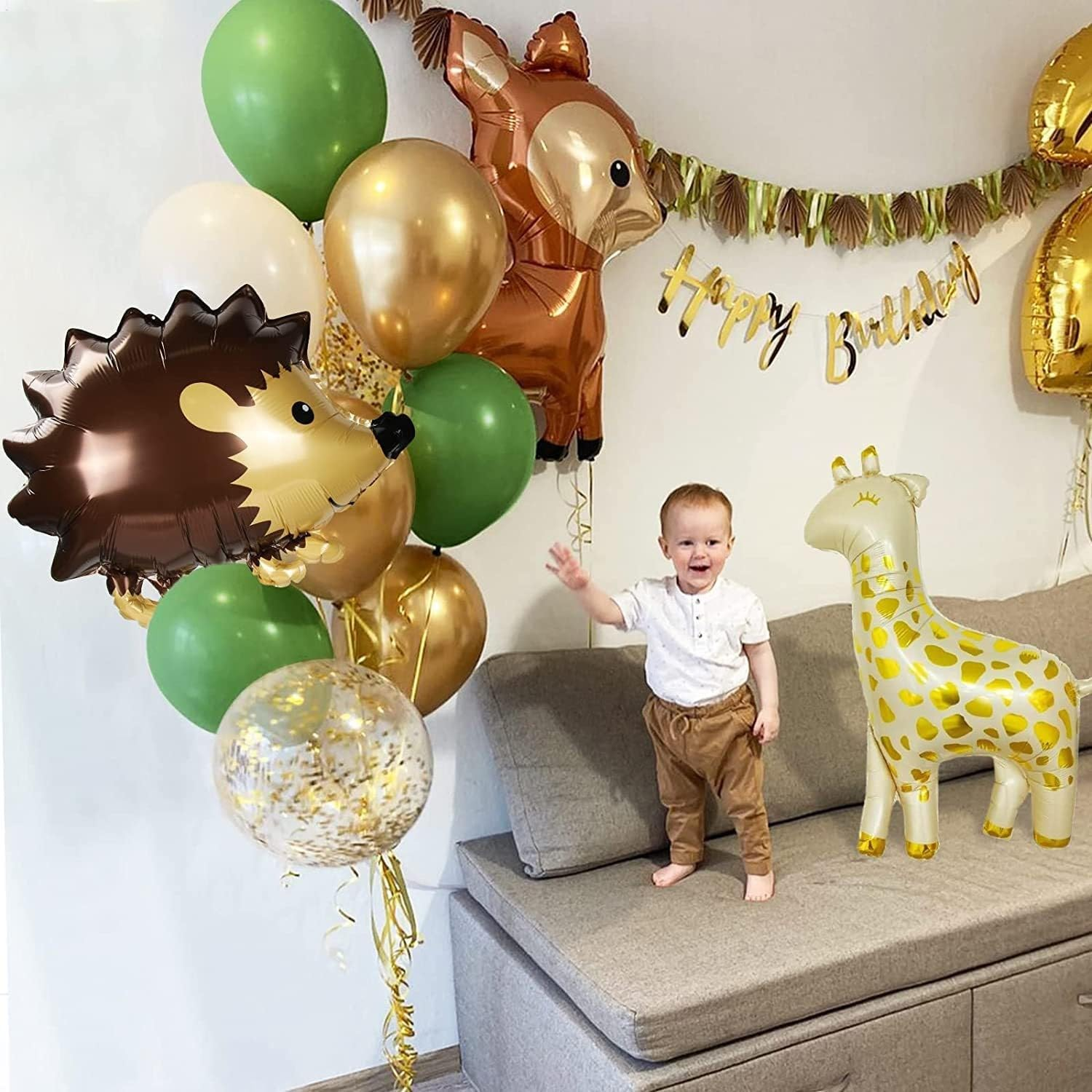 3Rd Birthday Decorations Jungle Animal Theme Set, Number 3 Happy Birthday Banner Jungle Wildlife 3 Years Old Birthday Party Supplies