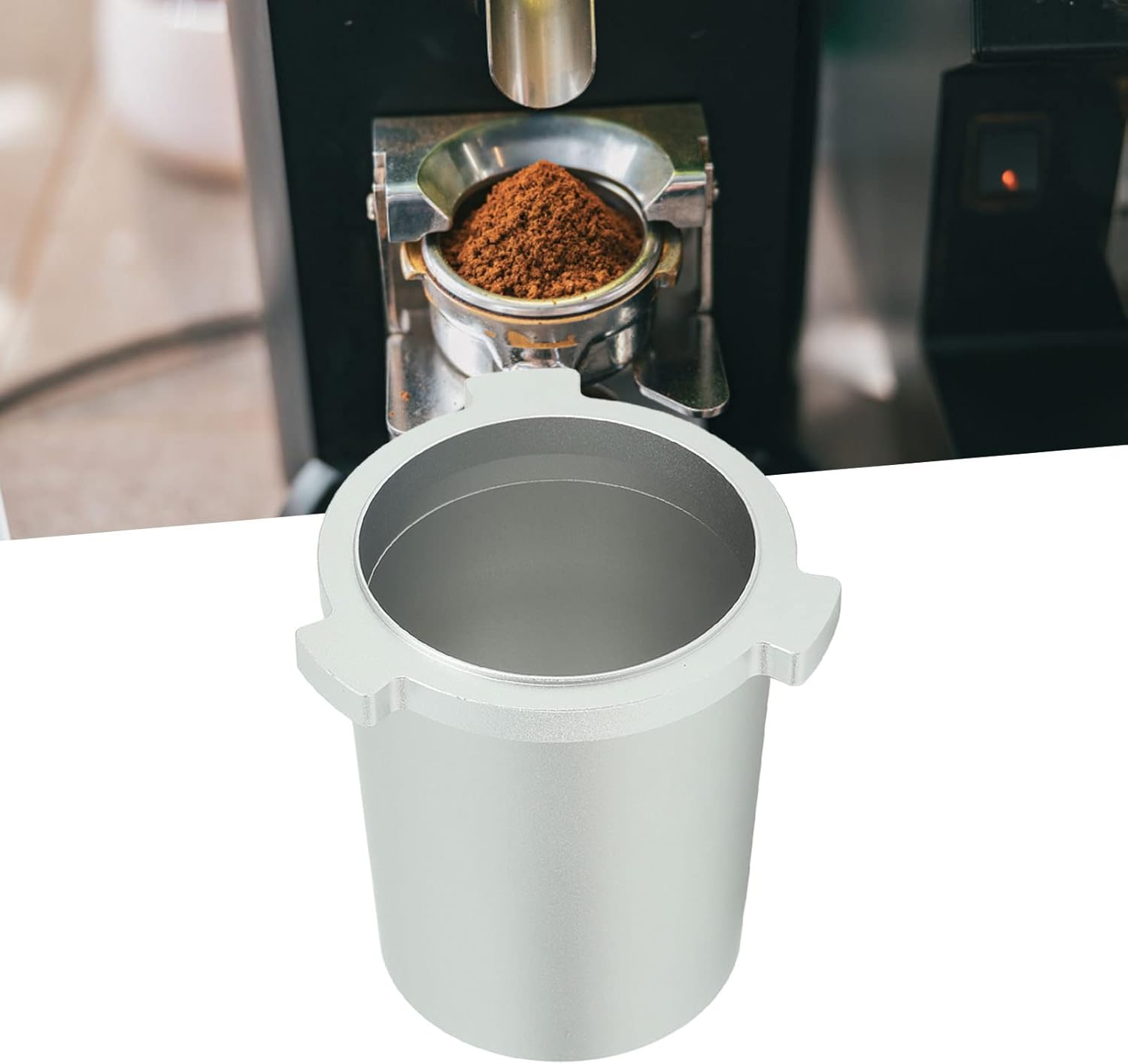Dosing Cup, 51Mm, Aluminum Alloy Powder Funnel - Hands - Free Slot Design, Corrosion Resistant Durability, Coffee Machine Accessory and Espresso Accessory (Silver) image number 2