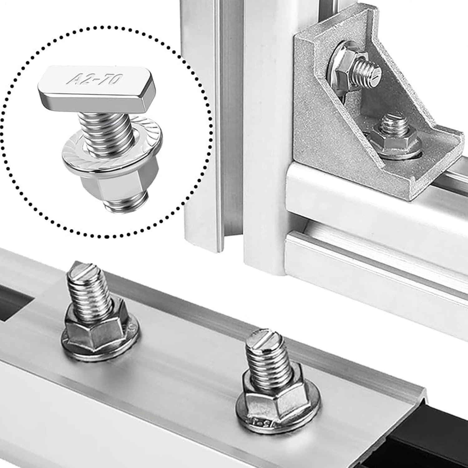 T Slot Bolts - Hammer Head Sliding Screw T-Slot Bolts Nuts Set | Heavy-Duty Hardware Screw for Track System Automotive Roof Rack Construction Workbench Installation image number 1