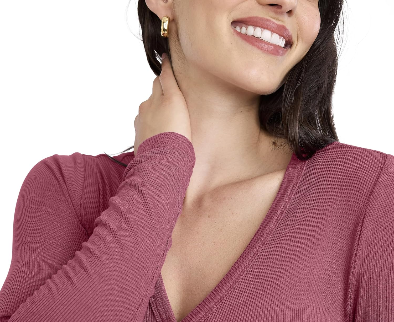 Motherhood Maternity Women'S Long Sleeve V-Neck Side Ruched Henley Pregnancy Tee Shirt