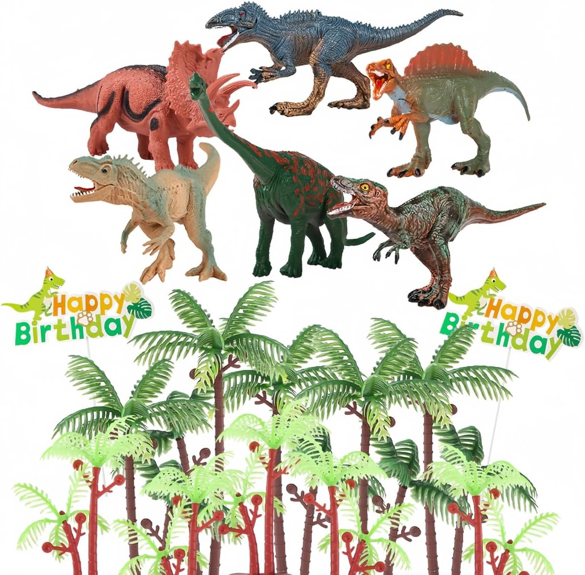Dinosaur Cake Decorations Cupcake Topper Dinosaur Cake Toppers for Kids Birthday Baby Shower Party Supplies 18PCS image number 4