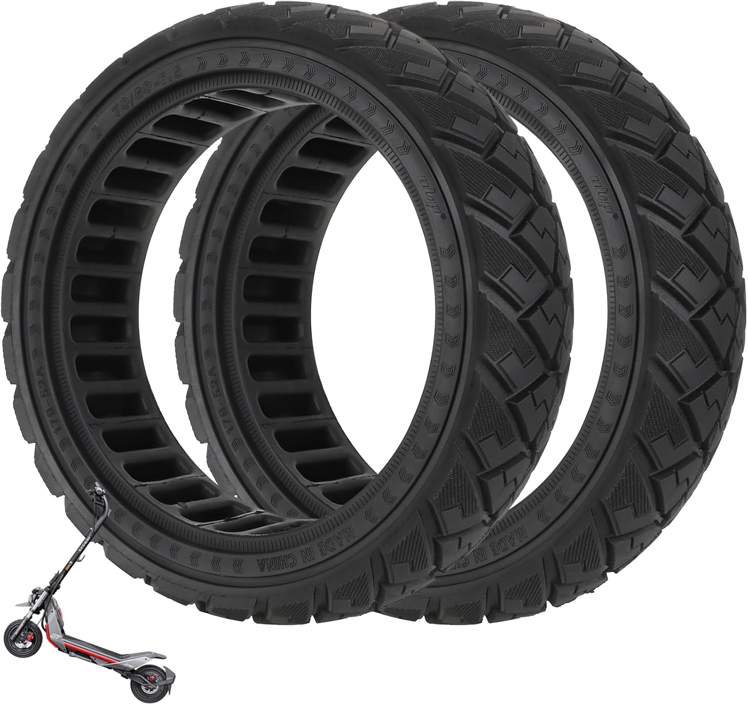 VOLOHAS 70/60-7.5 Solid Tyres for Ninebot ZT3, ZT3 Pro, G3 Electric Scooter Replacement Tyres Solid Rubber Tyres Non-Slip Off-Road Solid Tyres Puncture Proof (Pack of 2) image number 6