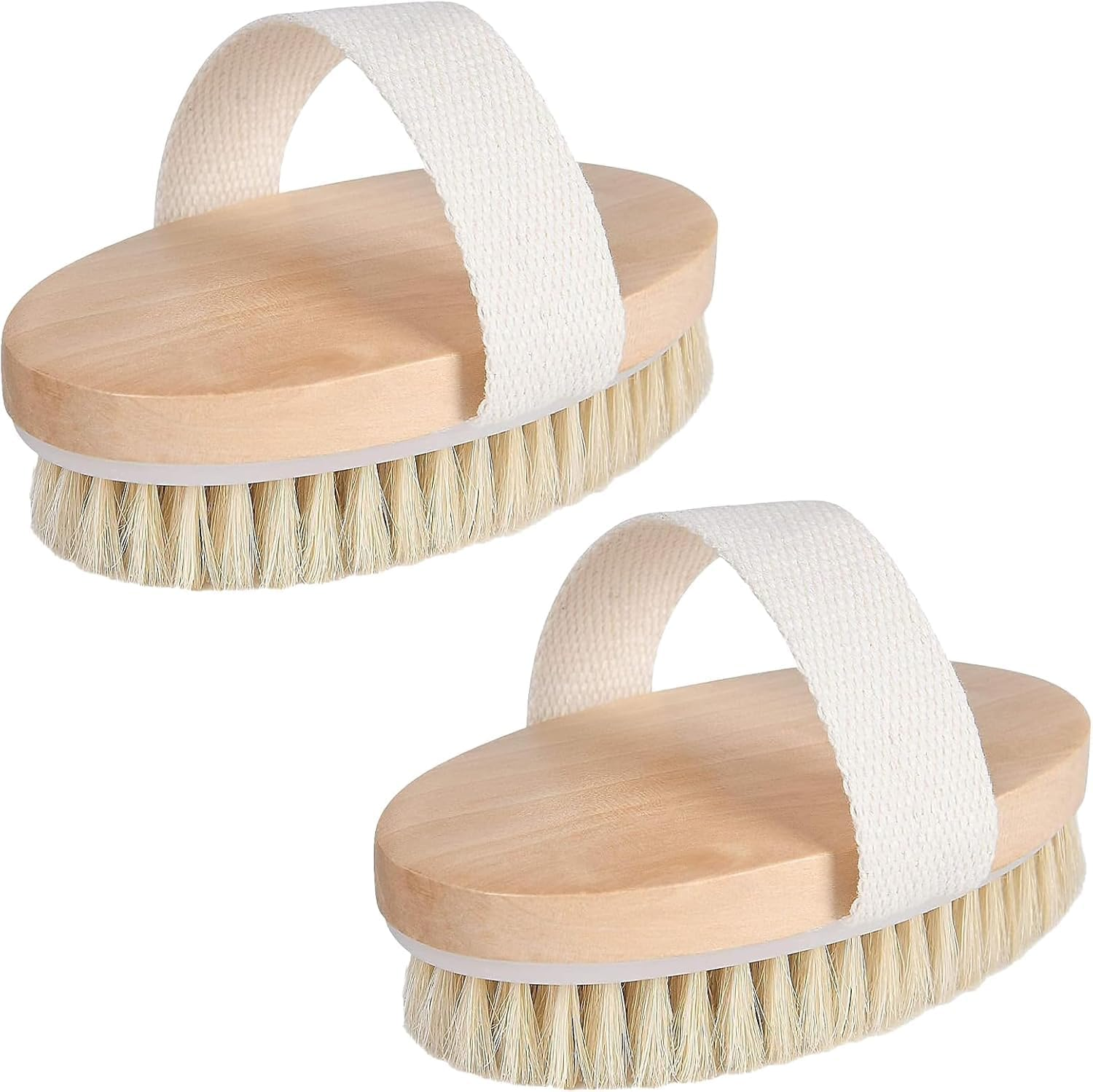 Oval Wood Dry Brushing Body Brush, 2Pcs Oval Exfoliating Bath Massage Brushes, Oval Natural Bristle Body Brush for Dry Brushing image number 4