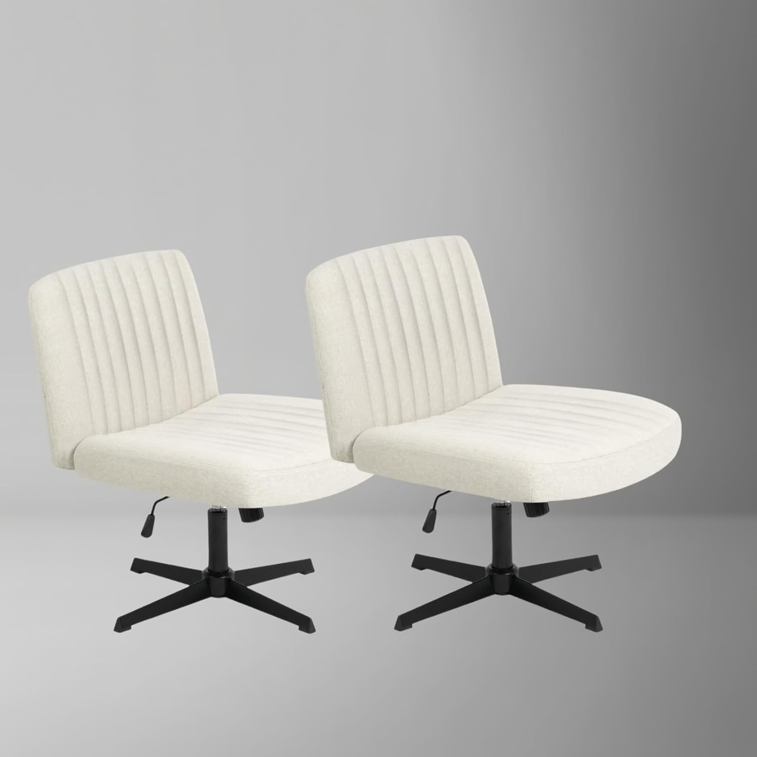 Set of 2 Criss Cross Legged Chair Armless Office Chair Desk Chair Vanity Chair for Home Office (2, Beige, 40-50Cm) image number 2