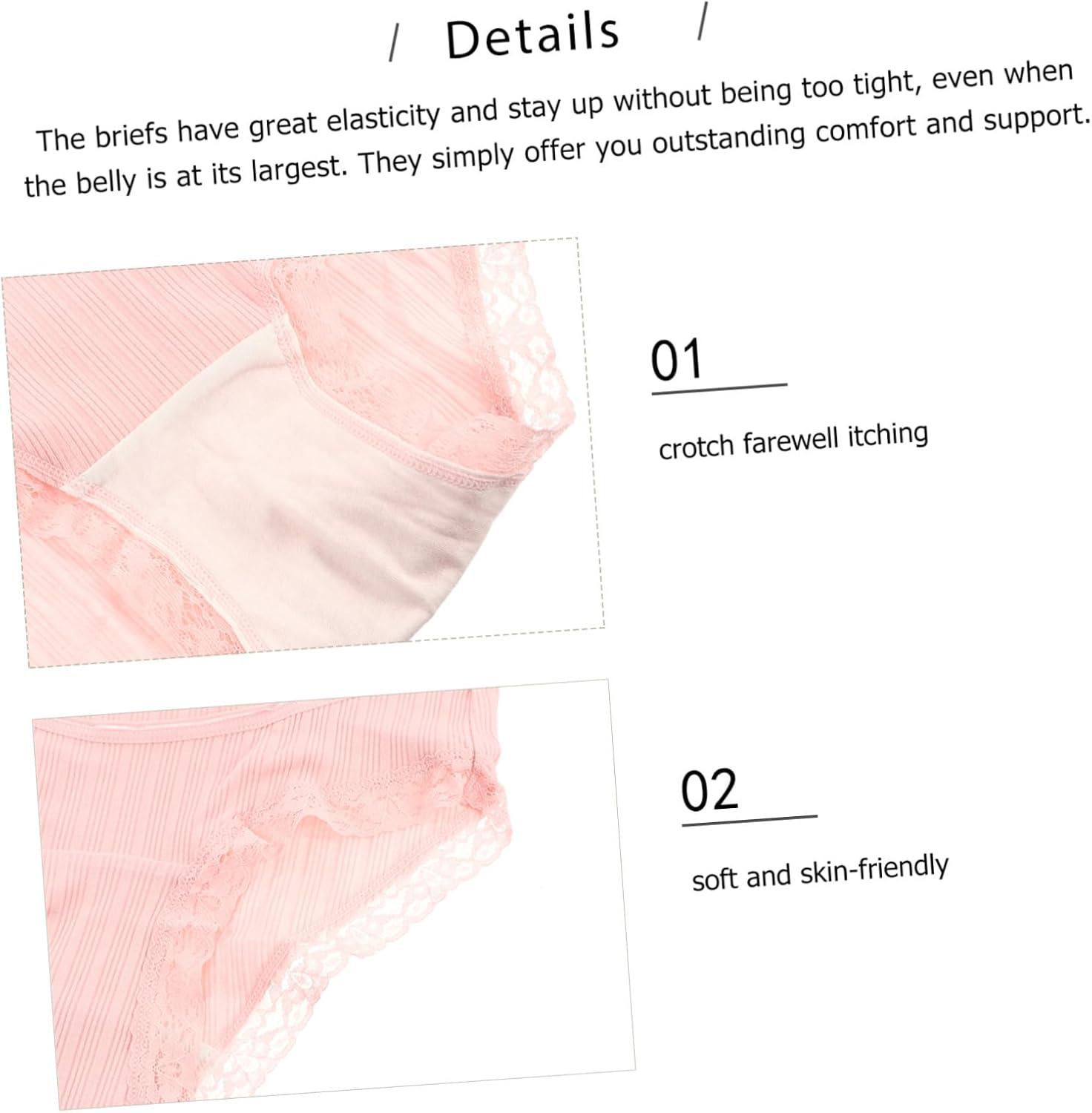 3Pcs Cotton Maternity High Waist Panties Adjustable Pregnant Women Underwear Lightweight Breathable Soft Splice Briefs for Summer Bump Support image number 3