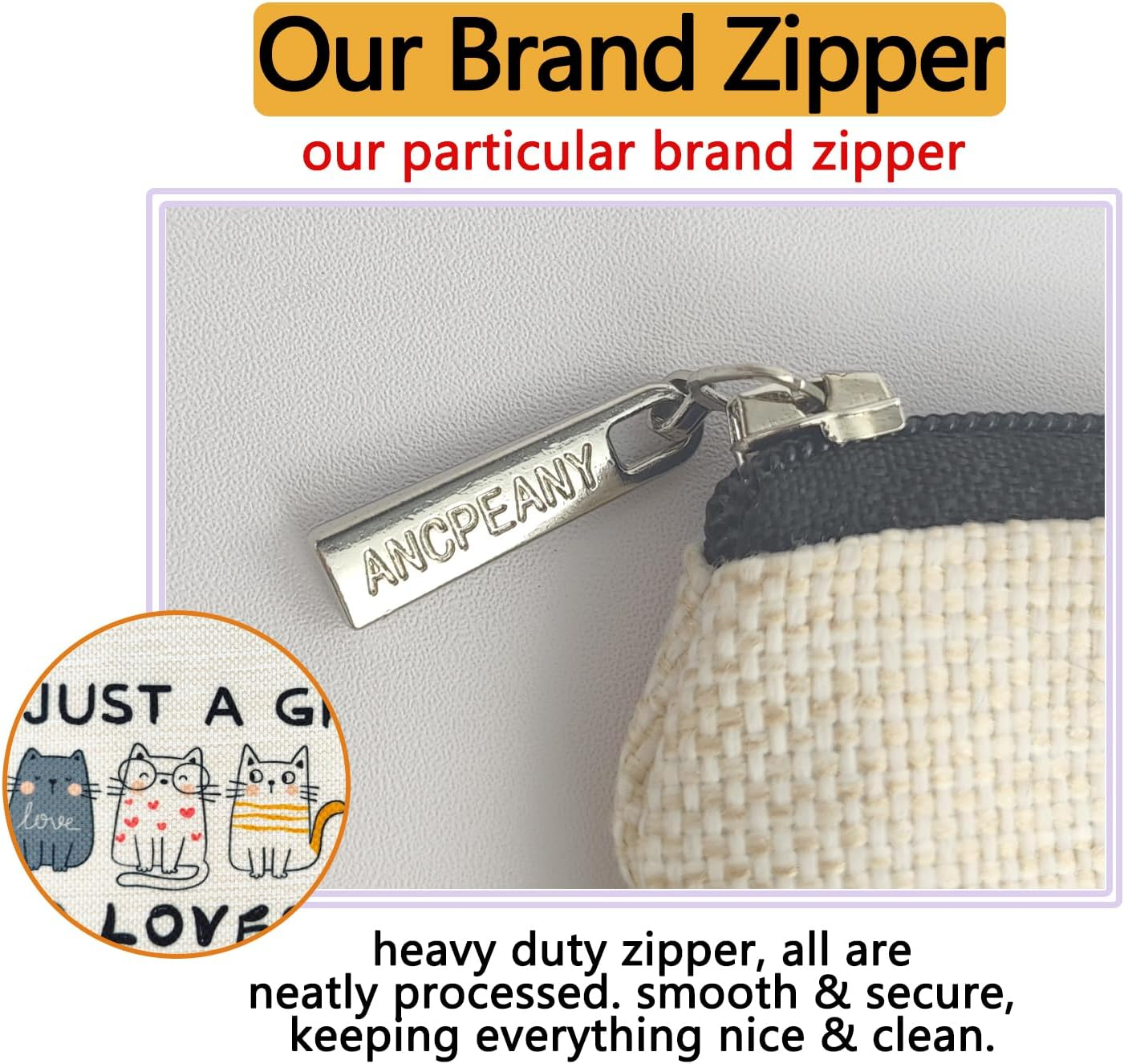 Animal Lover Gifts for Women Girls, Funny Washed Double-Sided Printied Waterproof Linen Small Makeup Bags, Cat Lovers, Makeup Bag for Women