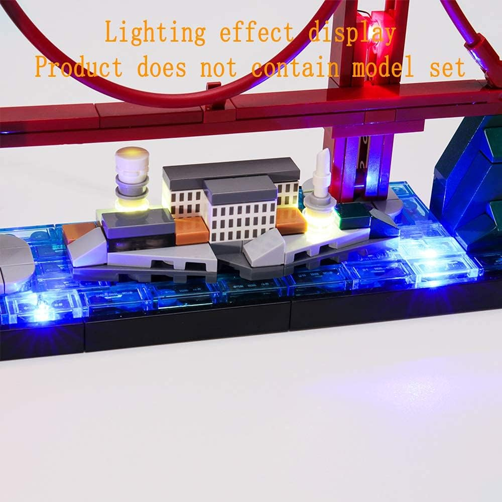 GEAMENT Upgraded Version USB Light Kit for Architecture Skyline Collection San Francisco Golden Gate Bridge - Compatible with  21043 Bricks Model ( Set Not Included) (With Instruction) image number 1