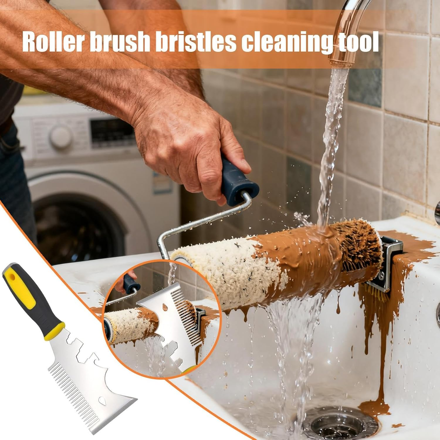 Paint Brush Comb | Stainless Steel 13 in 1 with Wrench - Painting Brush Cleaning Tool - for Craft Projects Trim Work Wall Edge House Painting Home Improvement