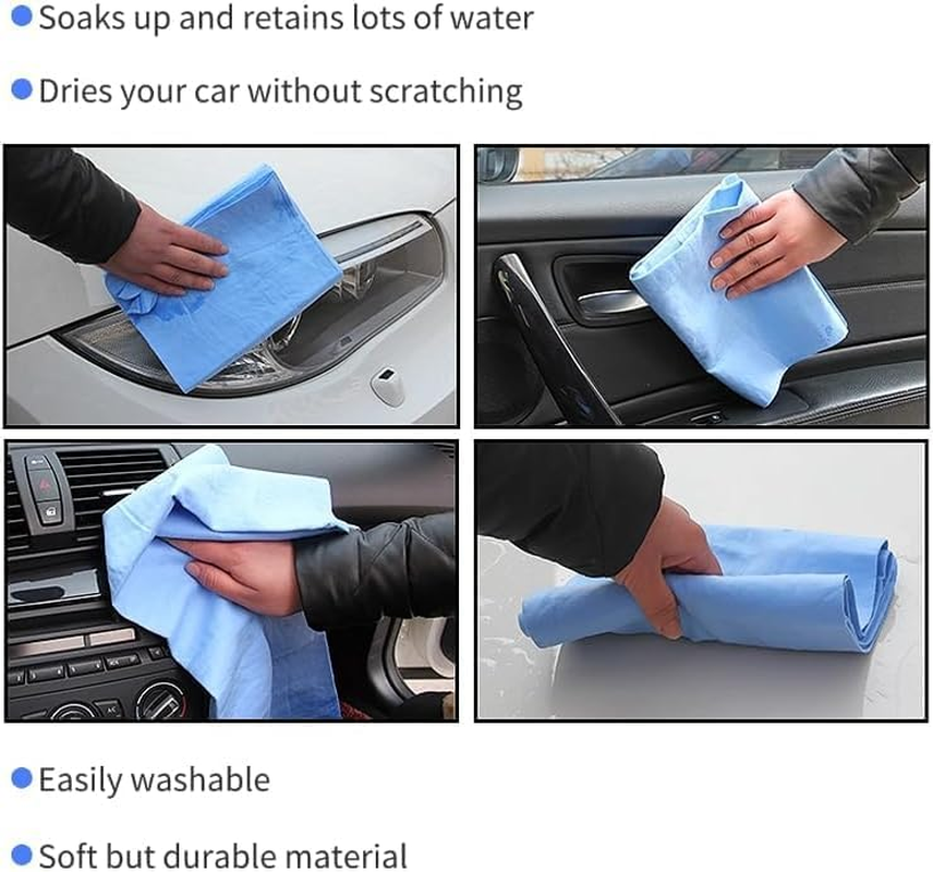 Car Drying Towel,Premium Chamois Drying Cloth Shammy Towel for Car,2Pcs (26&rdquo;X17&rdquo;) Super Absorbent Reusable Chamois Towel for Car (Blue+Yellow) image number 4
