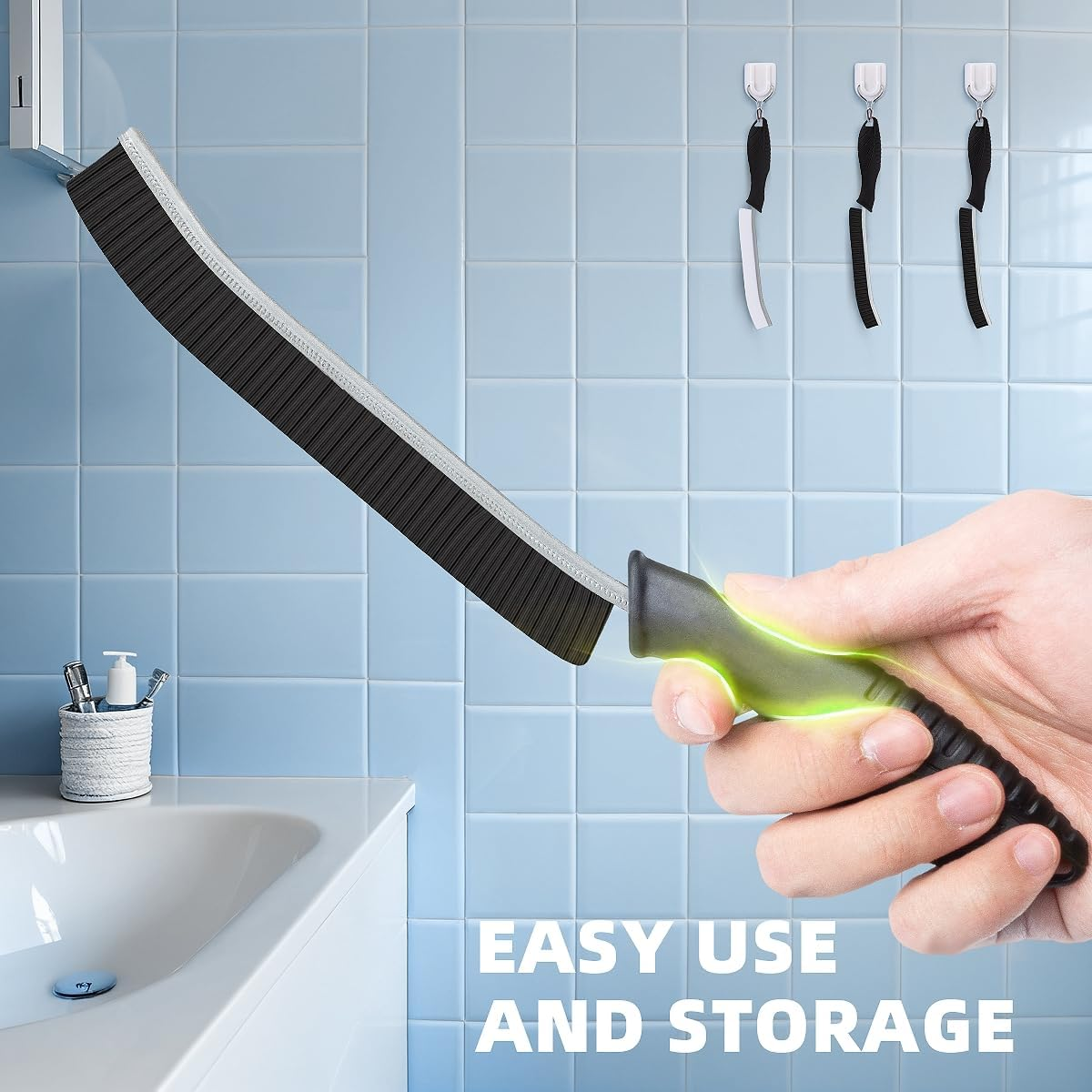 TQRR 3Pcs Hard Bristle Crevice Cleaning Brush - Multifunctional Gap Cleaning Brush, Cleaning Tools for Household Use, Home, Kitchen, Bathroom, Window, Vehicle, Faucets, Toilet, Grout (3) image number 2