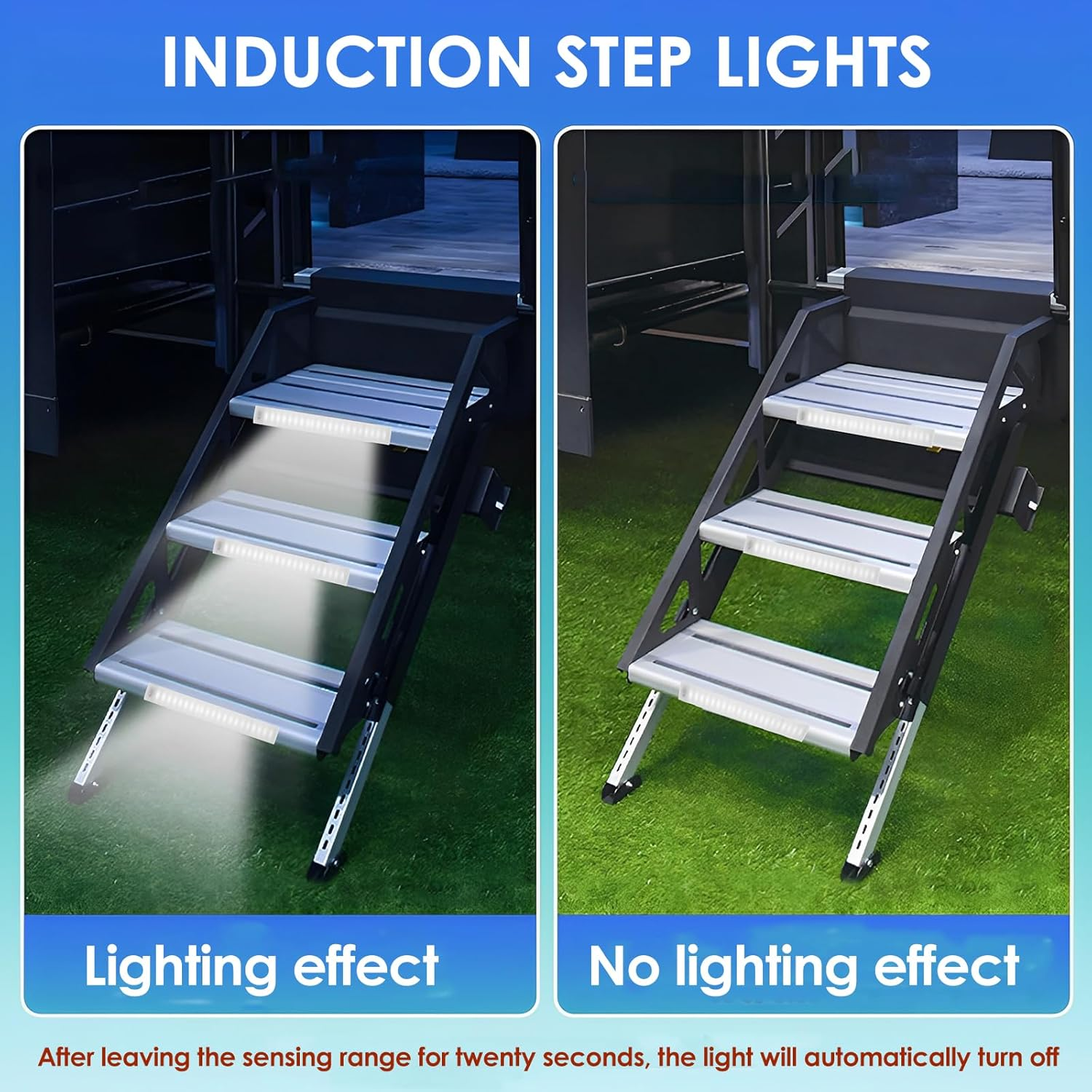 3Pcs Motion Activated RV Step Lights, RV Step Lights Motion Activated LED Travel Trailer Steps Light 42LED Rechargeable LED Light Strips RV Magnetic Motion Sensor Light Bar image number 4