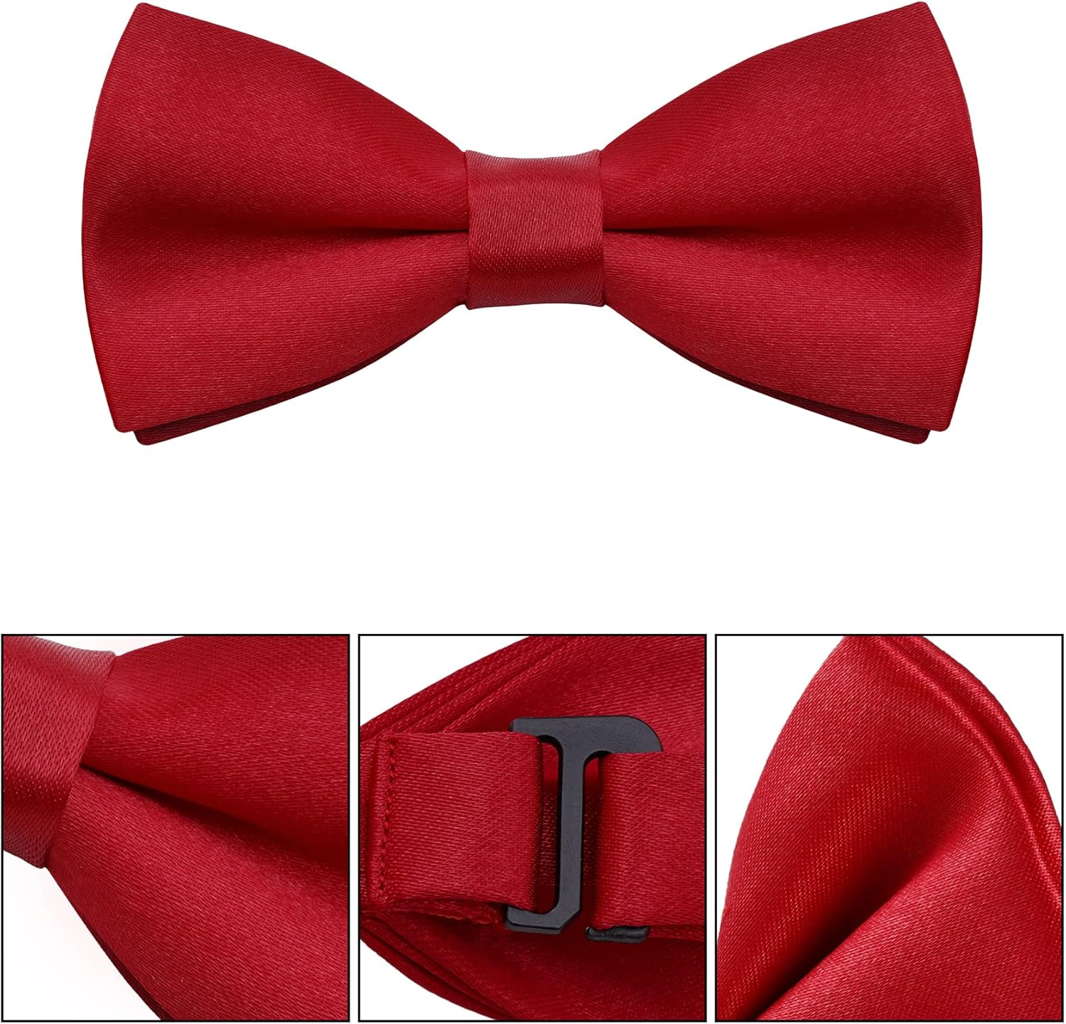 OJIOUI Kids Bow Tie Classic Solid Color Black Bow Tie for Boys Adjustable Pre-Tied Neck Bowtie for Kids Wedding Party Christmas image number 1