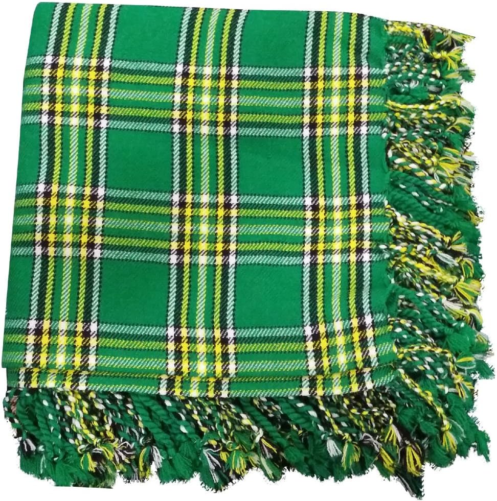 New Kilt Fly Plaid Acrylic Wool Scarf Rolled Fringe Shawl in (Macleod of Lewis)