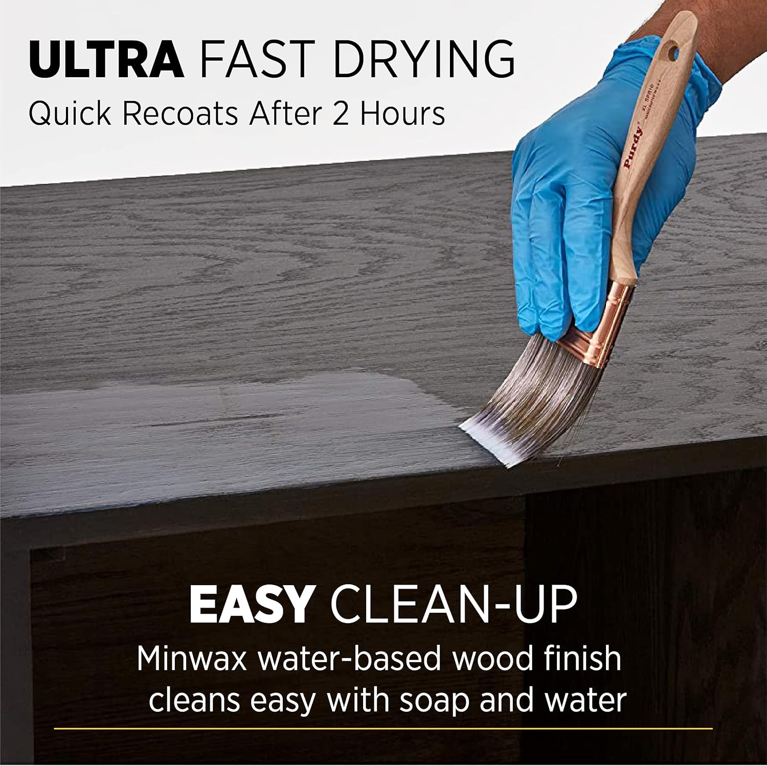 Minwax 211114444 Polycrylic Protective Wood Finish, Clear Ultra Flat, &frac12; Pint image number 6