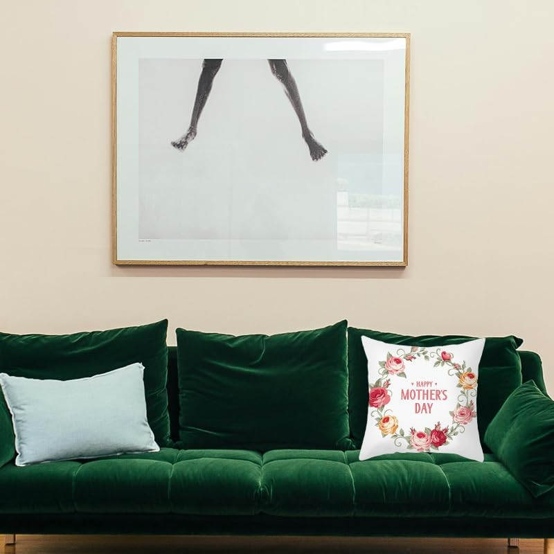 Grandma Mom Gifts for Mothers Day Pillow Cover 18X18 Decorative Flower Cushion Cover Creative Happy Mom&rsquo;S Day Pillowcase Gifts for Mommy Aunt Grandmother Granny Nanny from Kids Grandkids image number 3