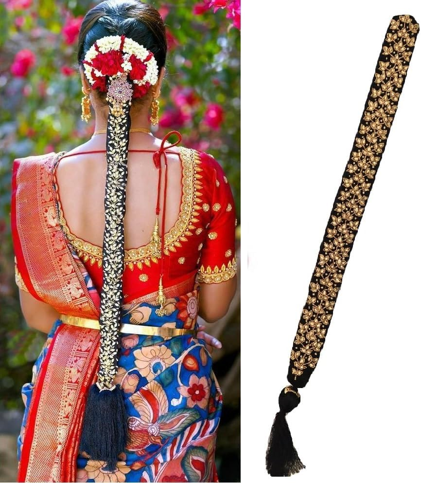 VAMA Women'S Traditional Jadai Alangaram Savaram Jada Bharatanatyam Pulajada Paranda Braid Hair Extension image number 1