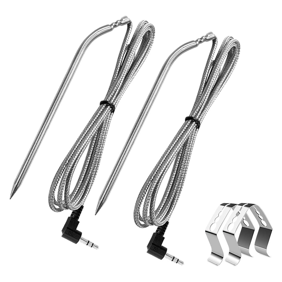 2 Pack Replacement Part for Camp Chef Meat Probes, Smoker Grill Temeprature Sensor, Pellet Grills Accessories with Stainless Steel Probe Clip 2Pc image number 1