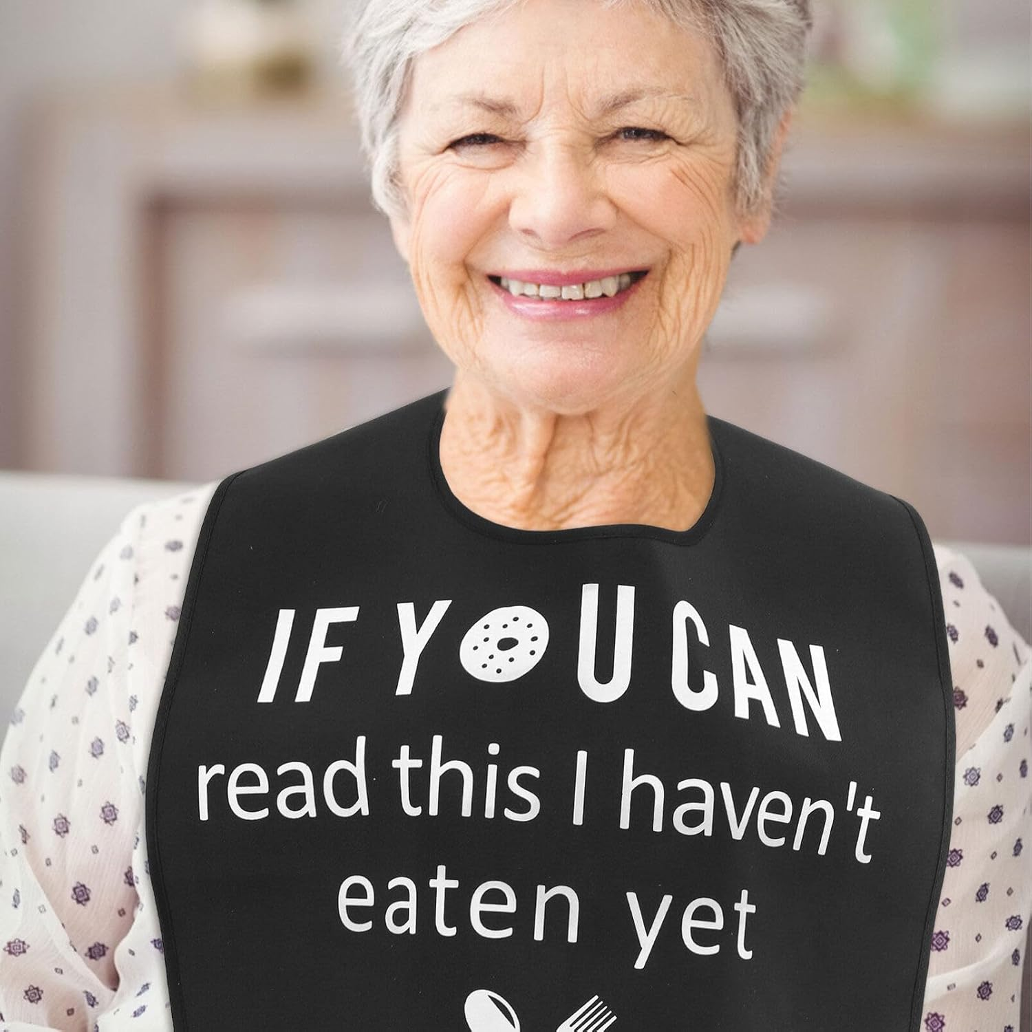 Iplusmile Waterproof Washable Adult Bibs for Elderly Women Men, Reusable Large Adult Bibs for Eating image number 1