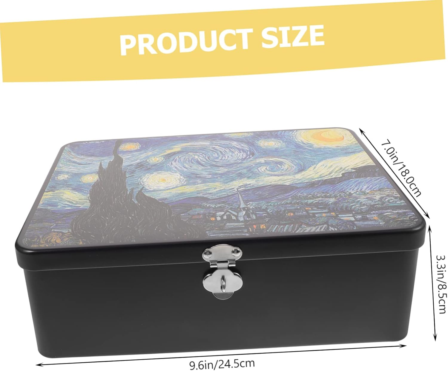 Vintage Tinplate Storage Box Lock Large Rectangle Decorative Tin Case for Jewelry Money Souvenirs Desktop Organizer Key image number 5