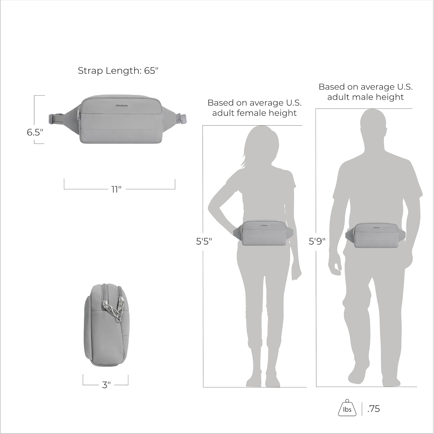 Travelon Anti-Theft Roam XL Belt Bag - Black image number 3