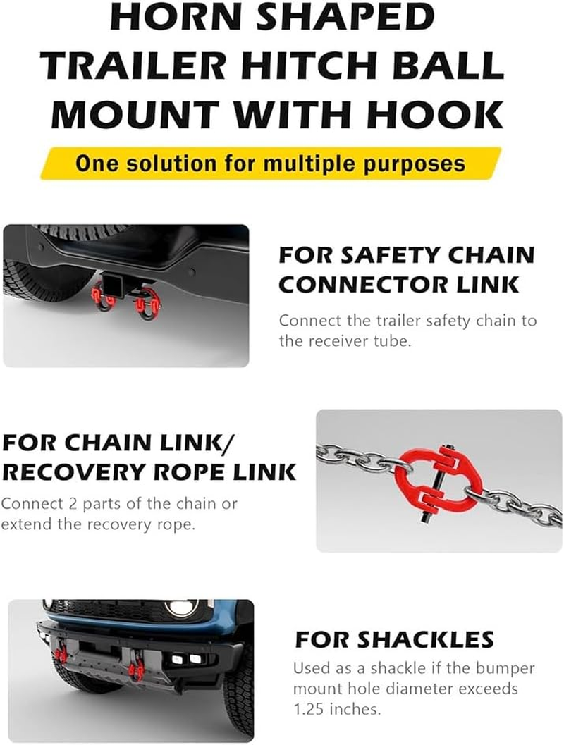 Safety Chain Connector Link, 1/2IN Tow Hitch Hammerlock Coupling Link, 2 Pack G80 Alloy Steel Tow Chain Connector Red image number 3