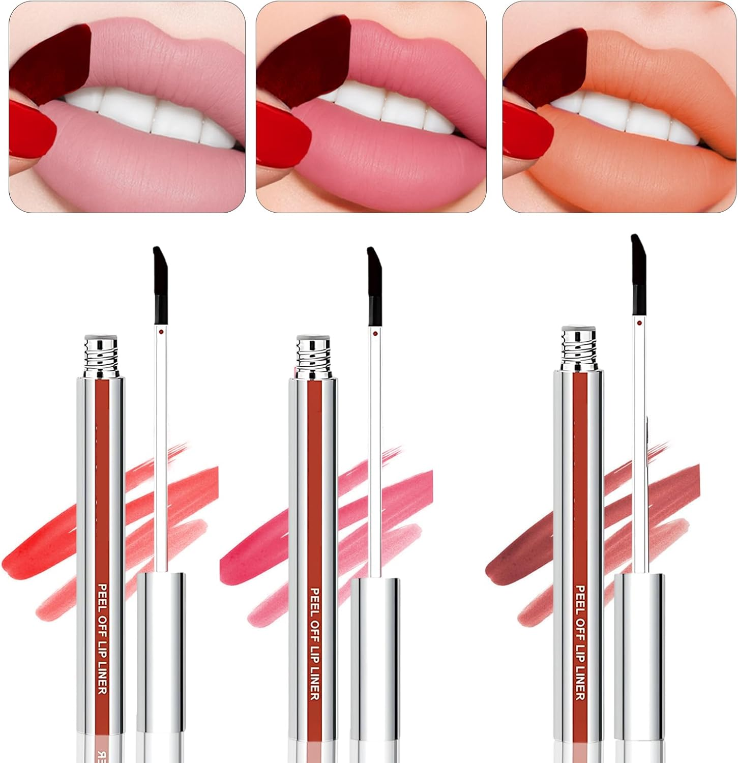 3-Pcs Lipsticks for Women, Long-Lasting Lip Tint & Lip Stain Peel Off, Matte Waterproof Formula for Daily Makeup & Special Occasions, Giftable Lip Contour Kit