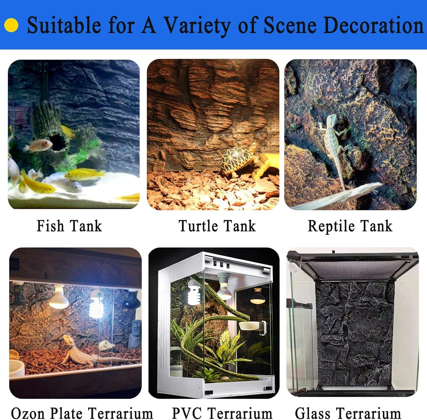 Hamiledyi Rock Terrarium Background Reptile Tank Backgrounds Snake Habitat Decoration Leopard Gecko 3D Wall Backdrop Aquarium D&eacute;cor Backgrounds for Lizards Bearded Dragons Tortoises Tree Frogs image number 1