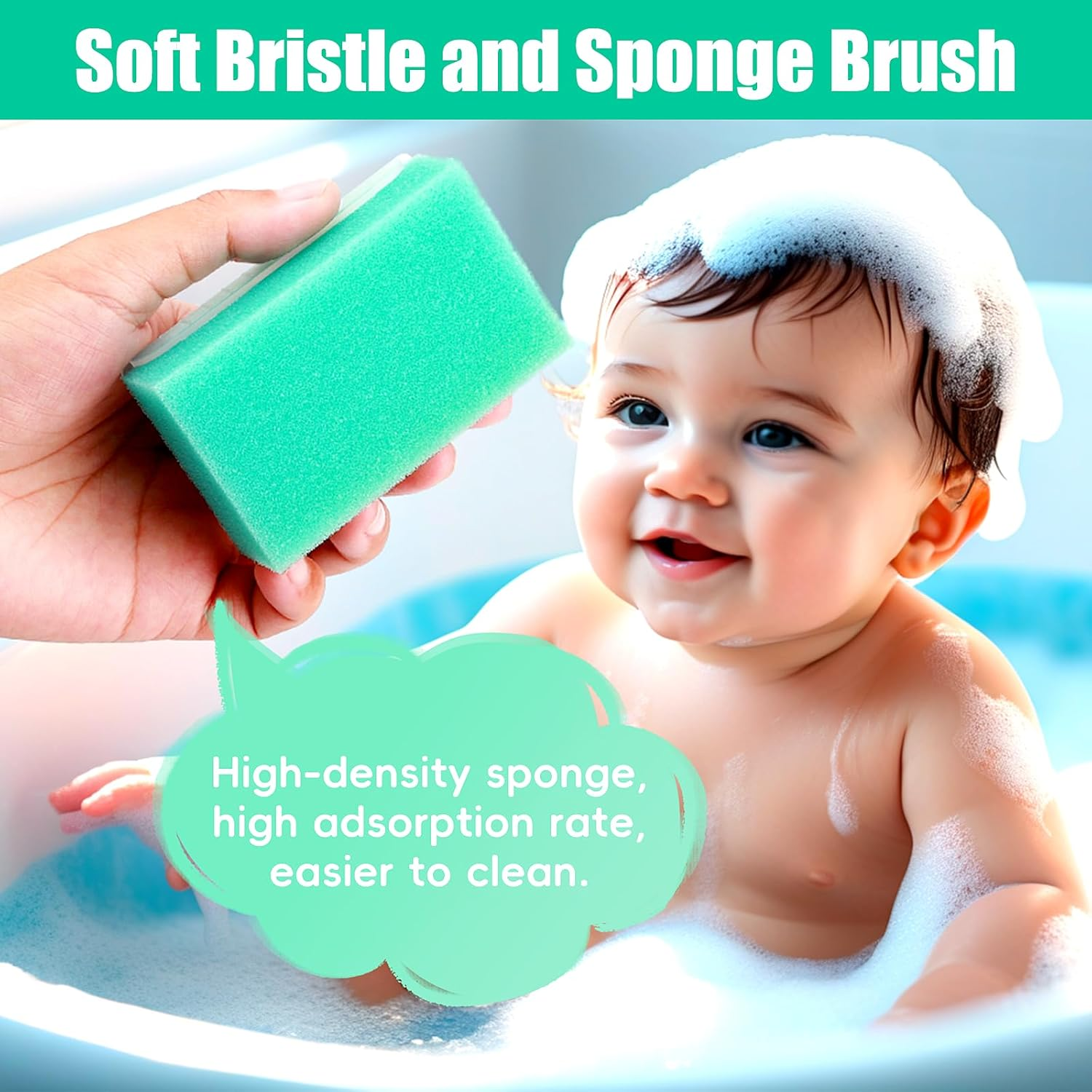 Cradle Cap Brush for Babies, 5Pcs Cradle Cap Treatment Set with Soft Bristle Brushes Silicone Scrubber Long Comb for Newborn Bathing Essentials Baby Brush and Comb Set (Green) image number 6